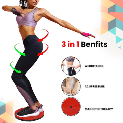 Premium Waist Disc Accupressure with Magnets Reflexology, Slimming Abdominal 5 In 1 Tummy Twister Ab Exerciser (Red)